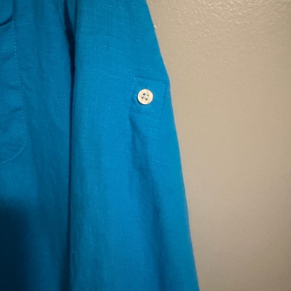 Lauren Ralph Lauren 100% linen women's long roll tab sleeve shirt Sz M - Picture 3 of 10